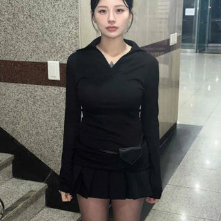 High-Waisted Pleated Mini Skirt with Integrated Shorts