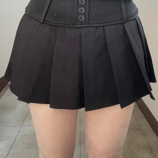 High-Waisted Pleated Mini Skirt with Integrated Shorts