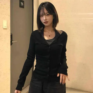 Slim Fit U-Neck Front Open Short Knit Cardigan