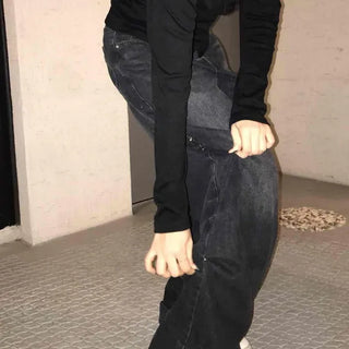High-Waisted Wide Side-Snap Vintage Jeans