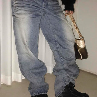 Thigh-Furnished High-Waisted Straight Jeans