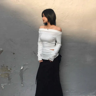 Curved Cut A-Line Long Skirt