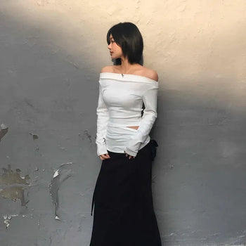 Curved Cut A-Line Long Skirt