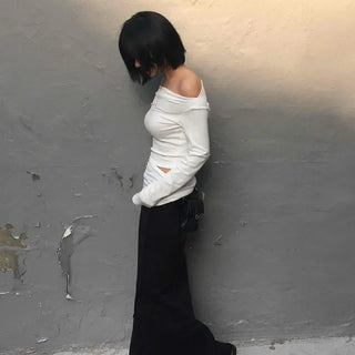 Curved Cut A-Line Long Skirt