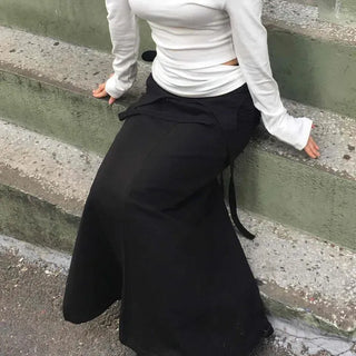 Curved Cut A-Line Long Skirt