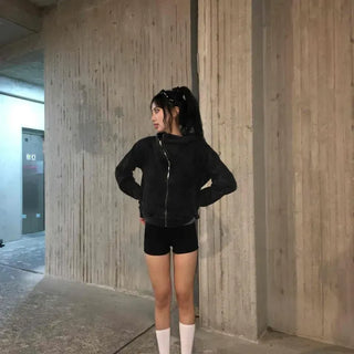 Vertical Ribbed Knit Leggings Fit Cycling Shorts