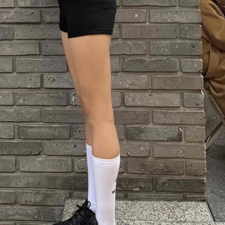 Vertical Ribbed Knit Leggings Fit Cycling Shorts