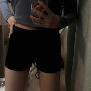 Vertical Ribbed Knit Leggings Fit Cycling Shorts