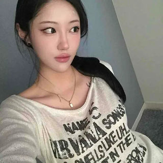 Loose Fit Lettering Long Sleeve Hoodie