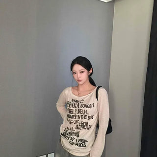 Loose Fit Lettering Long Sleeve Hoodie