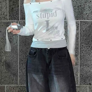 Wide-fit Washed Button Long Pants