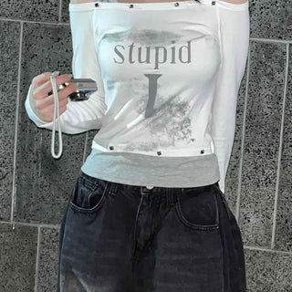 Slim Fit Lettering Round Neck Short Long Sleeve T-shirt