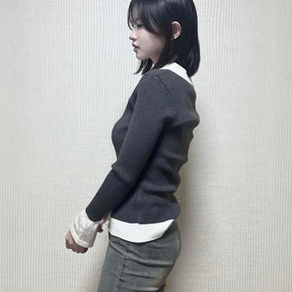Slim Fit Contrast Button Collar Long Sleeve