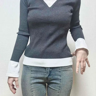 Slim Fit Contrast Button Collar Long Sleeve