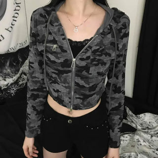 Casual Y2K Hoodie Military Zip-up Hoodie