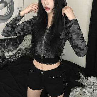 Casual Y2K Hoodie Military Zip-up Hoodie