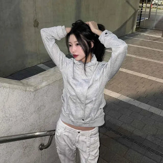 Loose-fit Plain Button Full-Zip Long Sleeve Daily Zip-up