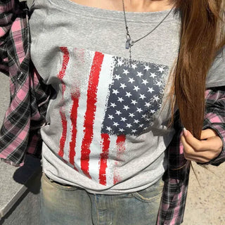 Loose Fit Printed Raglan Sleeve Daily Short Sleeve T-shirt
