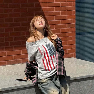 Loose Fit Printed Raglan Sleeve Daily Short Sleeve T-shirt