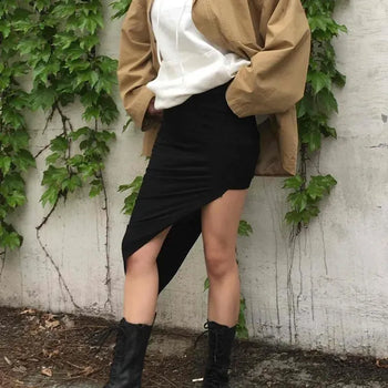 Drape Wrap Slit Daily Long Skirt