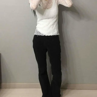 Slim Fit See-through Feminine Daily Long Sleeve T-shirt
