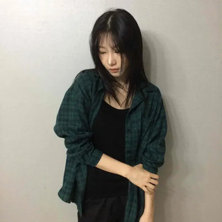 Oversized Check Button-down Long Sleeve Daily Shirt