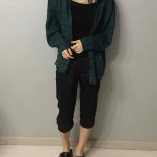 Oversized Check Button-down Long Sleeve Daily Shirt