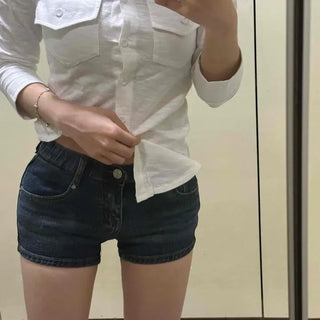 Regular Fit Washed Button Straight Daily Shorts