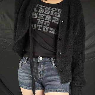 Oversized Plain Button Long Sleeve Daily Cardigan