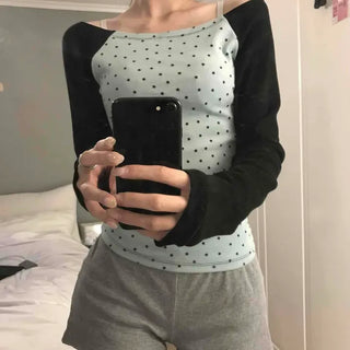 Regular Fit Star Color Block Raglan Sleeve Daily Long Sleeve T-shirt