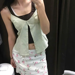 Shirred String Wrap Flower H-Line Midi Skirt