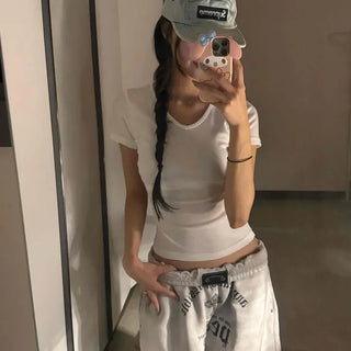 Slim Fit Plain Daily Casual Short Sleeve T-shirt