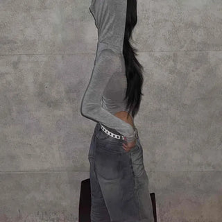 Slim Fit Plain Drawstring Long Sleeve Daily Hoodie