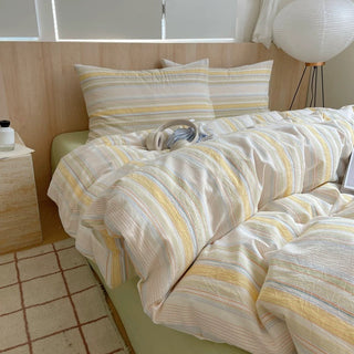 Pastel Yellow Striped Duvet Cover Set