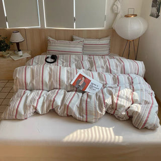 Vintage Cream Striped Duvet Cover Set