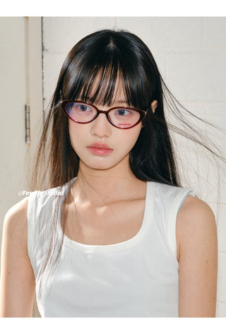 cranberry cat-eye glasses