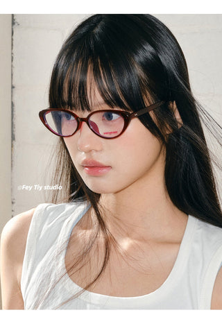 cranberry cat-eye glasses