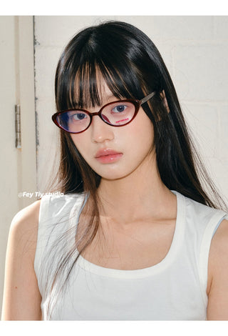 cranberry cat-eye glasses