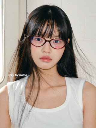 cranberry cat-eye glasses