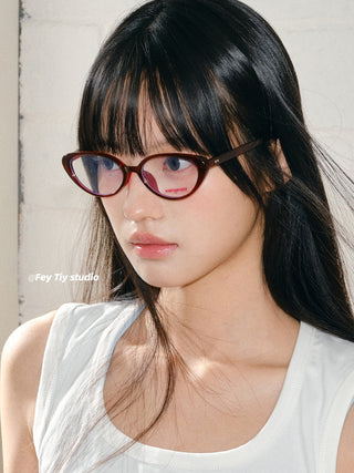cranberry cat-eye glasses