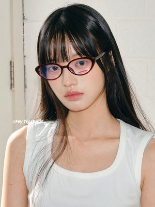 cranberry cat-eye glasses