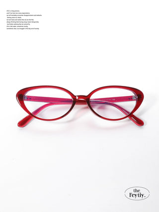 cranberry cat-eye glasses