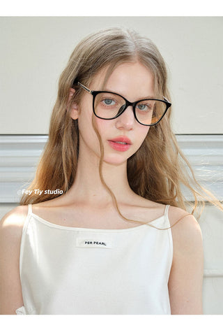 black thin-frame glasses