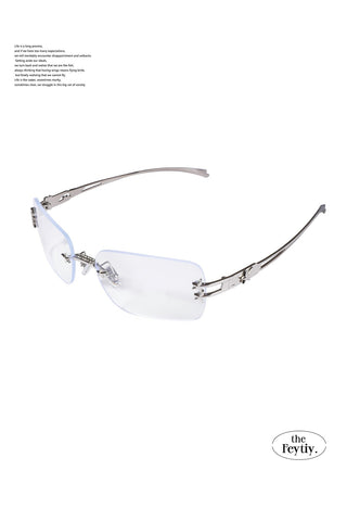 silver frameless glasses