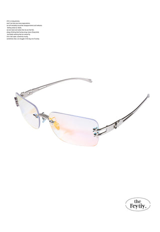 silver frameless glasses