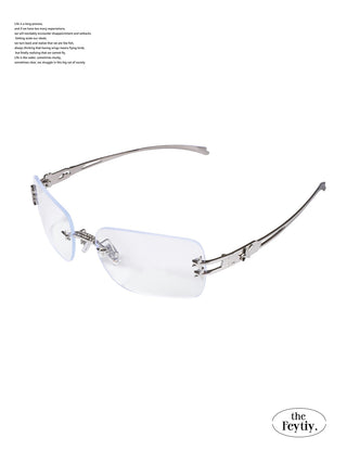 silver frameless glasses