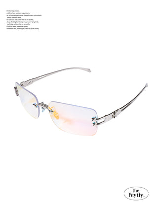 silver frameless glasses