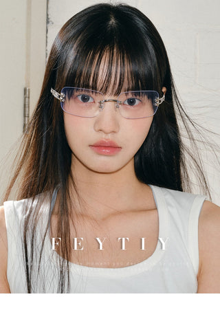 silver frameless glasses