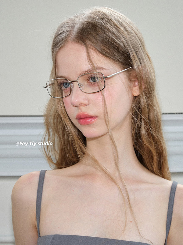 silver rectangular glasses