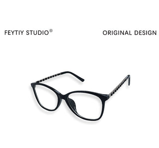 black thin-frame glasses
